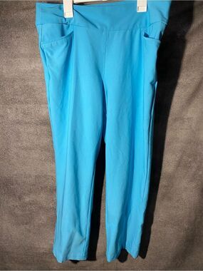 adidas Golf Pants Womens Large Light Blue Pull On Stretch Straight Leg Pockets